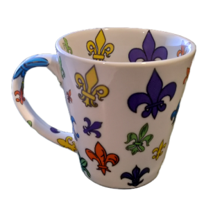 New Orleans Mug Multi Color Fleur De Lis Pattern Coffee Cup